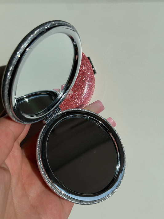 Třpytivé zrcátko s ozdobamí - šedé