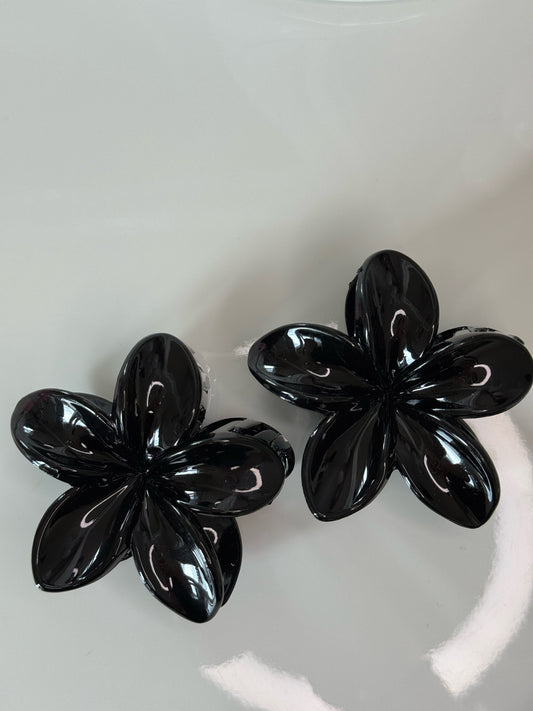 Květové skřipce na vlasy Černý 8 cm