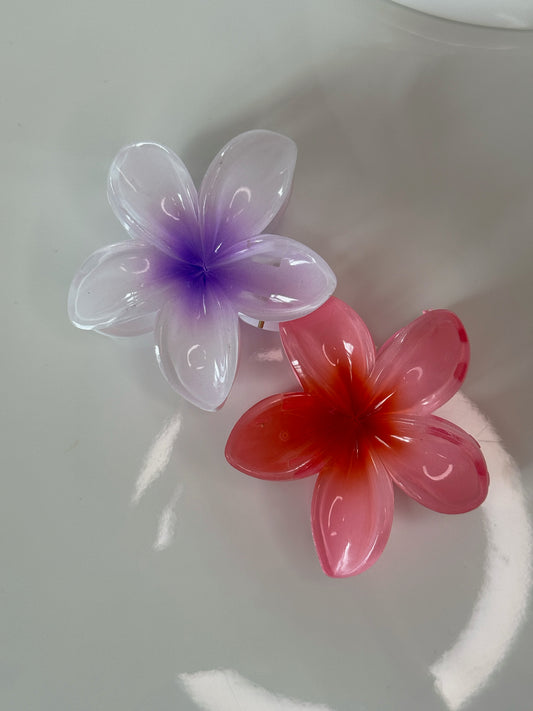 Skřipec květový do vlasů lesklý Růžový 8cm