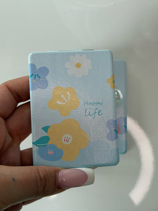 Zrcátko do kabelky s tekutinou - modro bílá