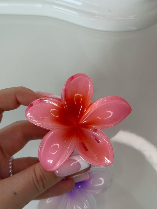 Skřipec květový do vlasů lesklý Růžový 8cm